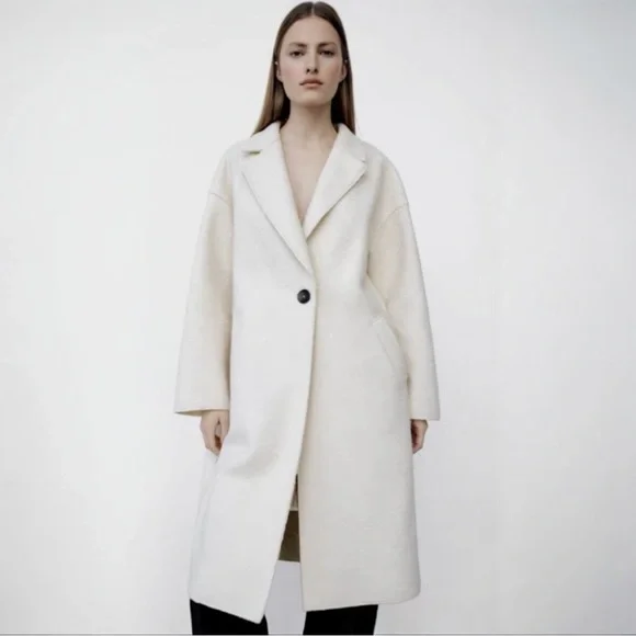 Zara | Jackets & Coats | Zara Oversized Boucle Textured Coat In